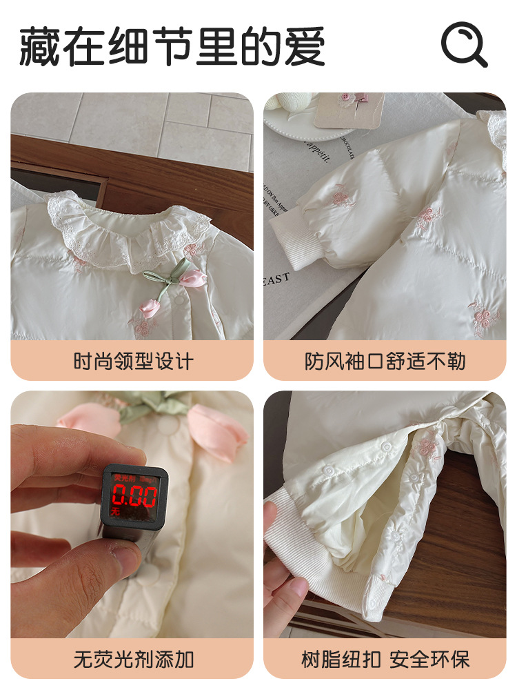 Baby down Jacket Jumpsuit for Baby Girl Princess 90 White Duck down Light down Jacket Outdoor Clothing Winter Clothing Hugger