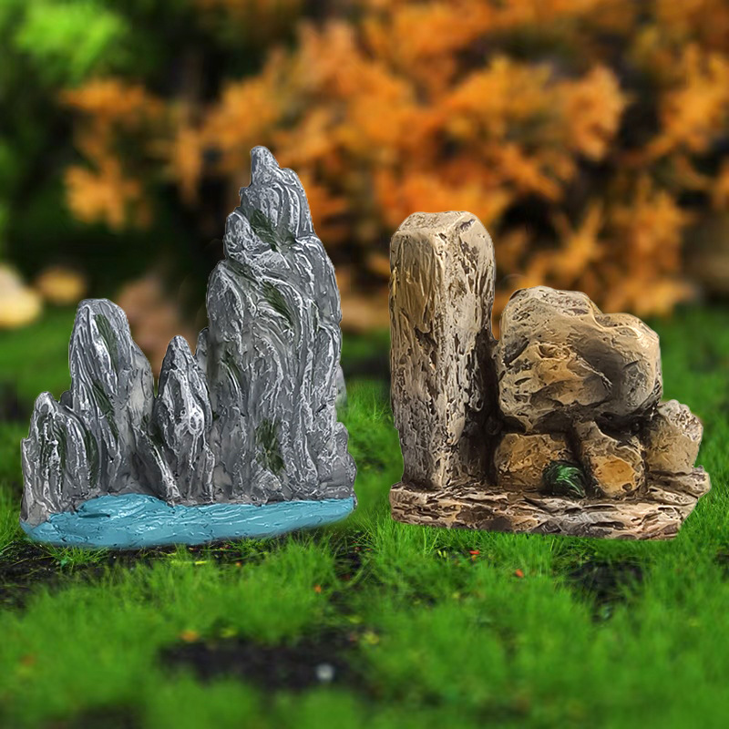 Cross-border simulation micro-landscape rockery running water ornaments decorative fish pond ecological fish tank landscaping resin crafts ornaments