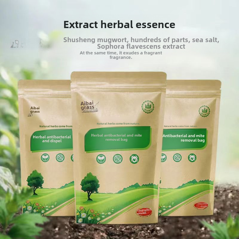 Explosive Artemisia Baicao 10 Bags Herbal Bacteriostasis and Mite Removal Package Household Bed Mite Removal Medium Grass Plant Deworming Wholesale