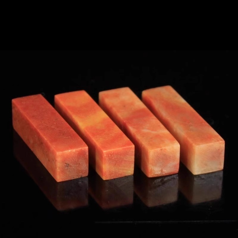 Zhejiang red red stone 1*1*4CM India stone practice chapter seal cutting gold stone seal Shoushan stone a generation of hair