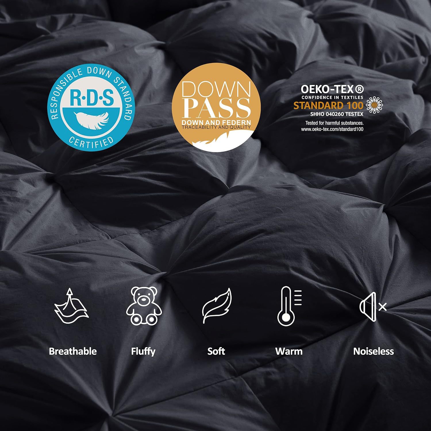 Amazon Cross-Border Exquisite Pleated Black Luxury Goose down Quilt High-End down Quilt Winter Warm Feather Cotton Quilt