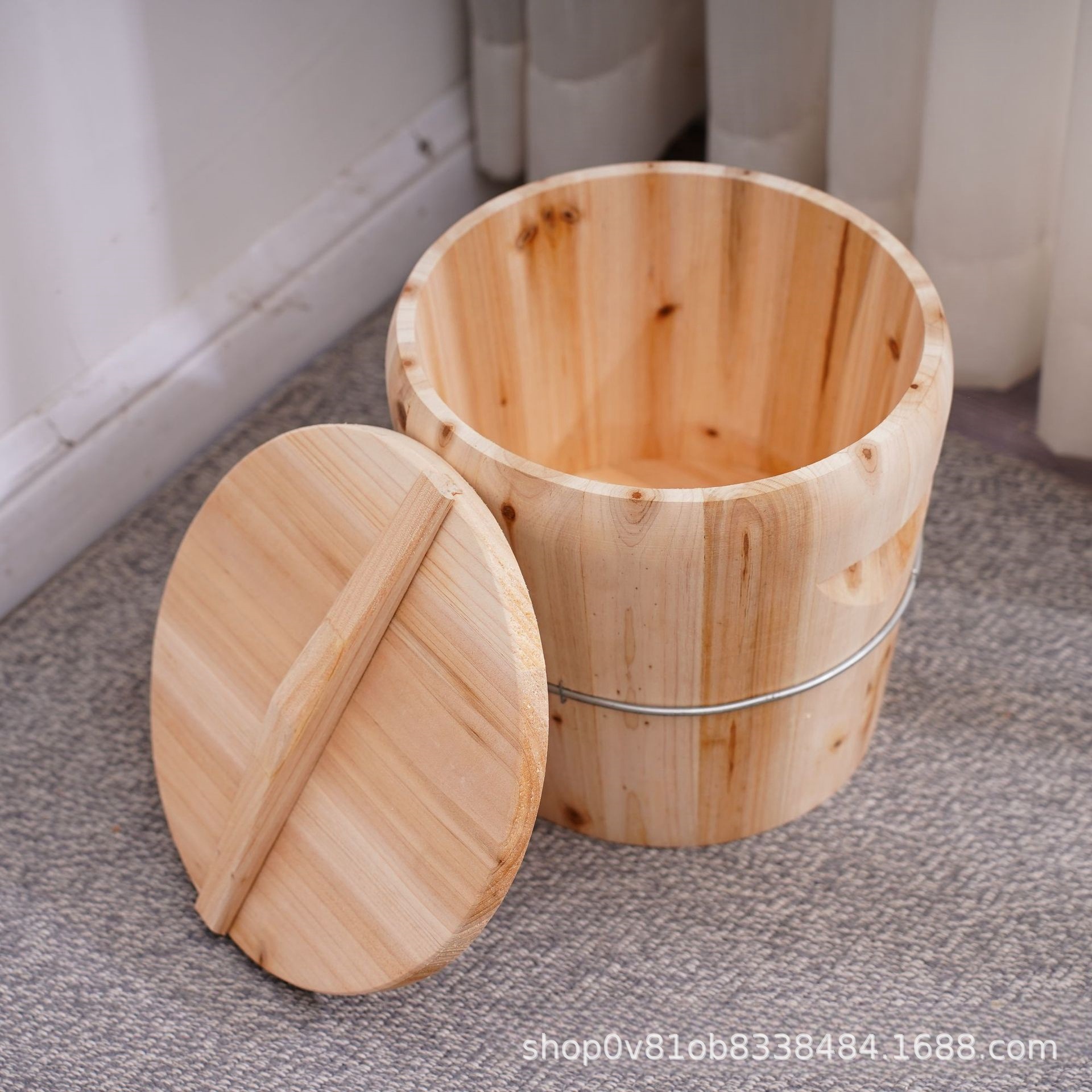 In-Stock Traditional Steaming Rice Wooden Barrels in Various Sizes, Commercial Glutinous Rice Steaming Barrels, Wooden Steaming Rice Barrels