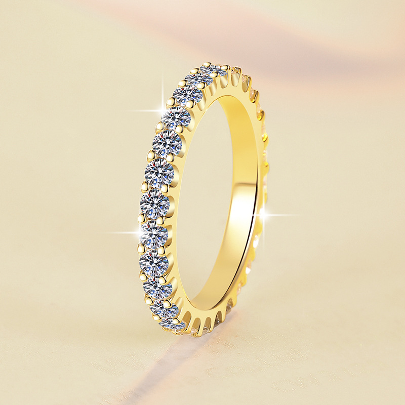 Cross-Border Hot-Selling Gra Full Moissanite Full Diamond Row Ring Ins Style Fashion S925 Sterling Silver Ring Wholesale Source Factory