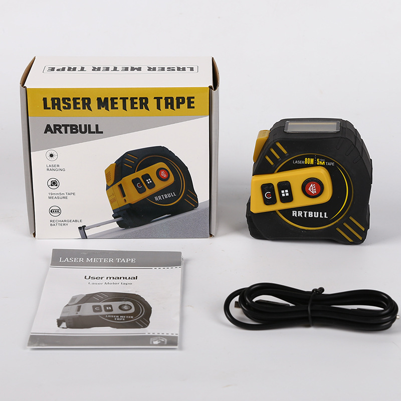 Cross-border 2in1 infrared laser rangefinder charging 80m 40m 5m tape measure rangefinder