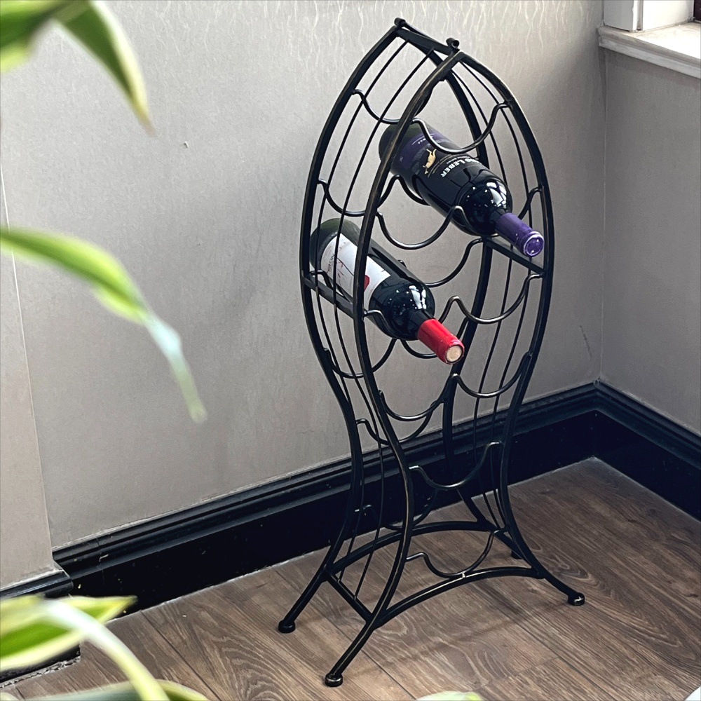 Retro Creative Red Wine Display Rack Indoor Furniture Wrought Iron Floor-Standing Wine 9-Bottle Wine Rack Wholesale