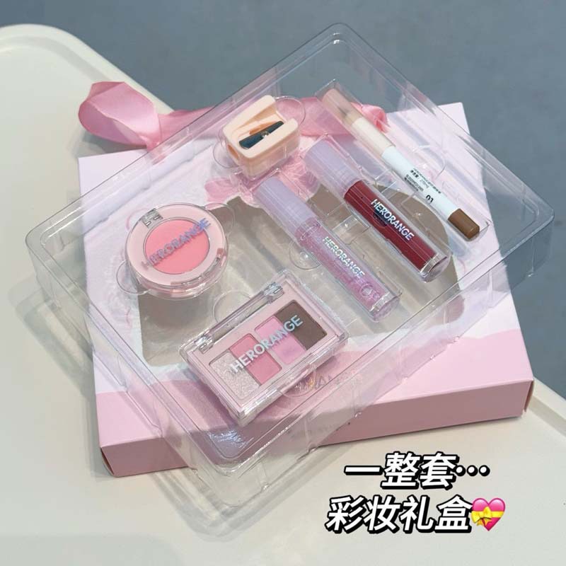 HERORANGE ~ Mini Makeup suit Matte Blush Eye Shadow Plate Lip Glaze Eyeliner Cosmetic Set Wholesale