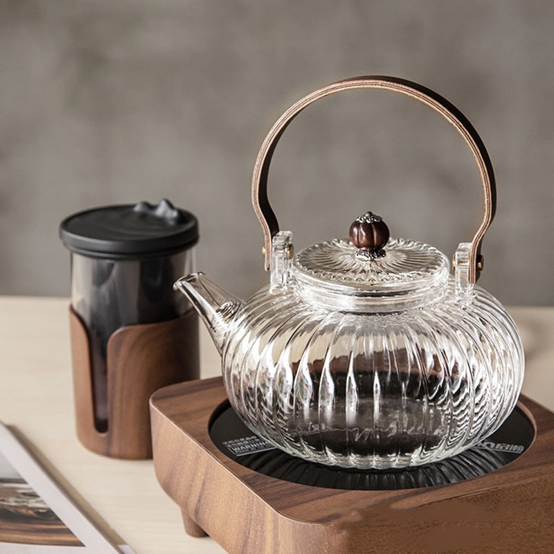 900ml Petal Handle Teapot High Borosilicate High Temperature Resistant Tea Brewing Teapot Office Beauty Salon Flower Tea Brewing Teapot