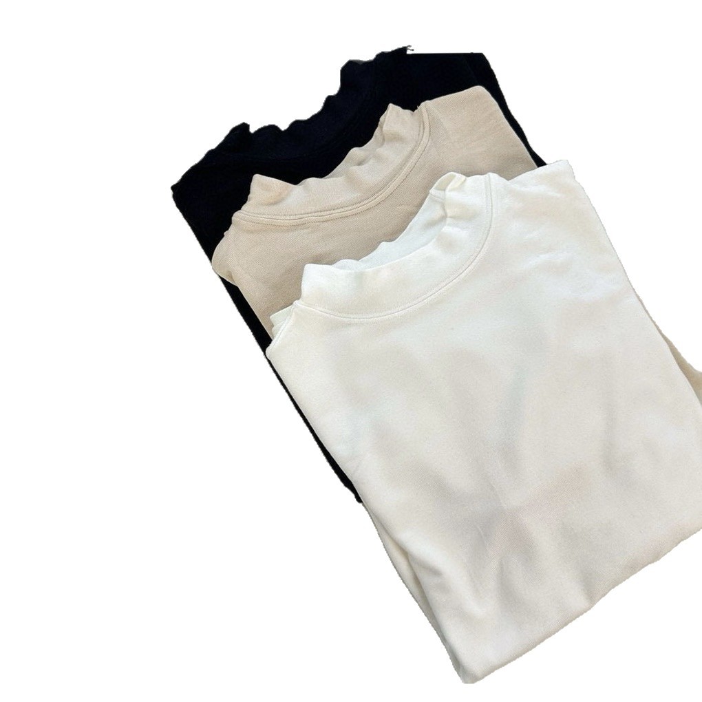 Half Turtleneck Camellia Cashmere Protein Single Shirt Autum Fashion Warm Base Shirt with Long-Sleeved Pure Color Top