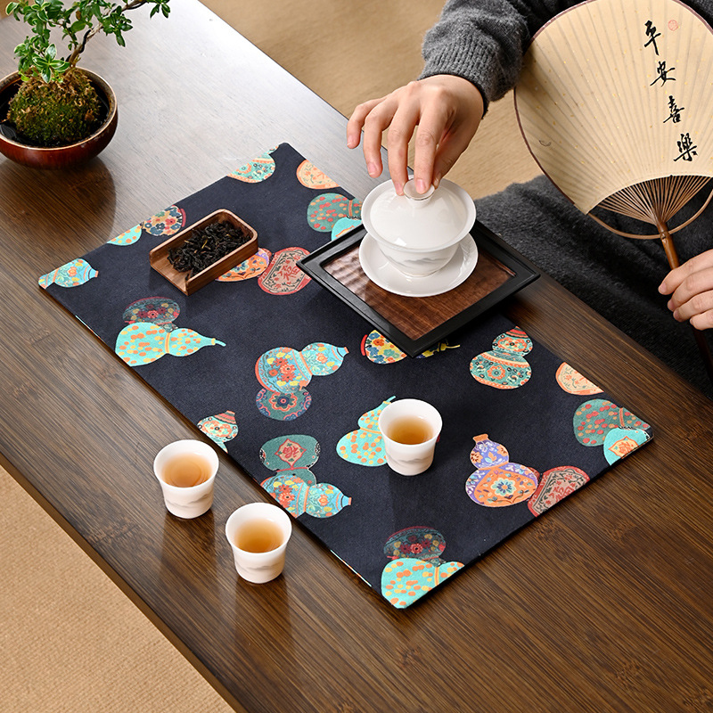 New Chinese Style Double-Layer Gourd Thickened Double-Sided Dry Bubble Mat Tea Mat Coffee Table Mat