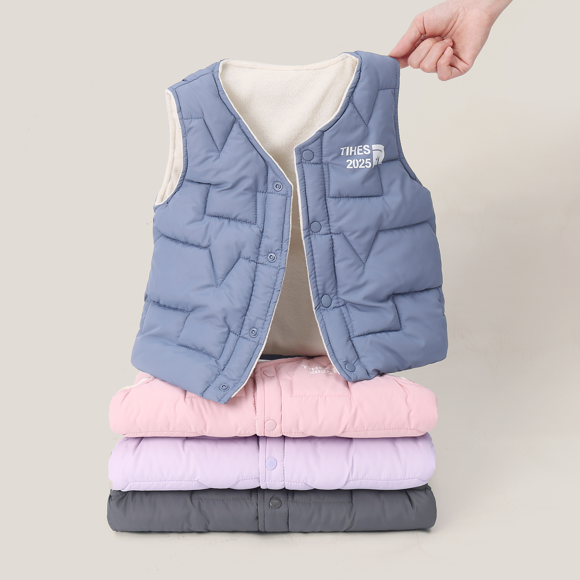 Новый детский жилет из пуха 2025 осень-зима для мальчиков и девочек, теплый жилет из плюшевого хлопка маленьких, средних и больших размеров