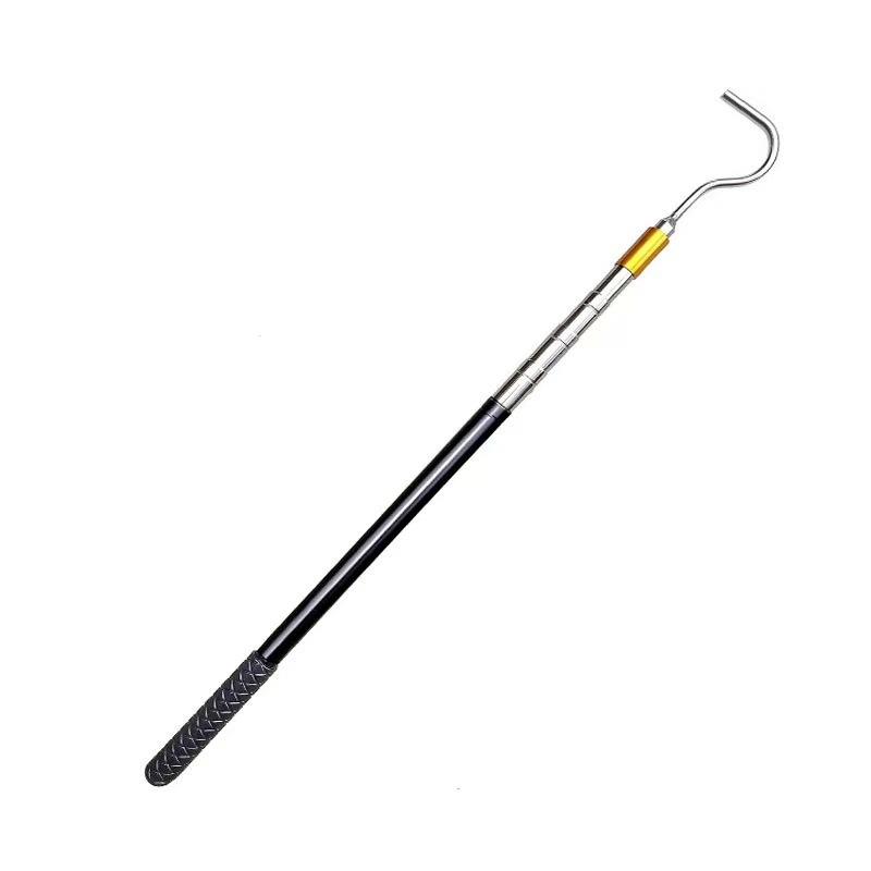 Large stainless steel telescopic net pole portable awning opener rubber grip mini fishing telescopic pole