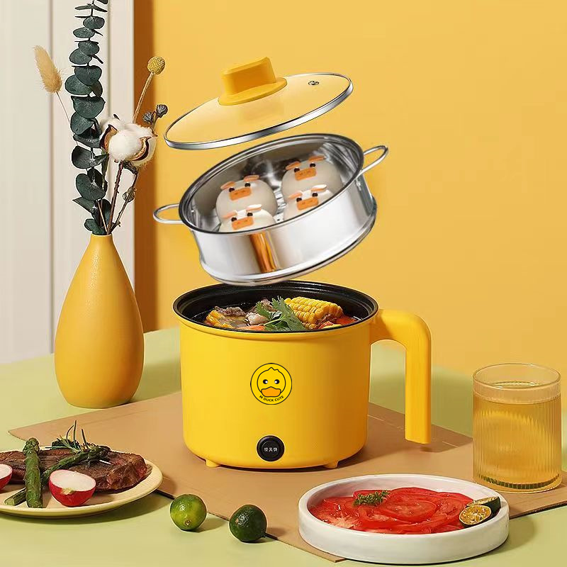 Электрический кулинарный горшок Желтая утка Многофункциональный маленький горшок для студентов Общежития Мини электрический горячий горшок