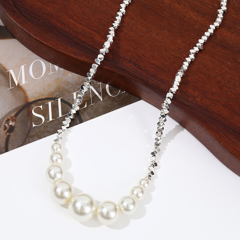Broken Silver Beaded Pearl Necklace Women's High-End Niche Versatile Exquisite Ins High-End Clavicle Chain Necklace