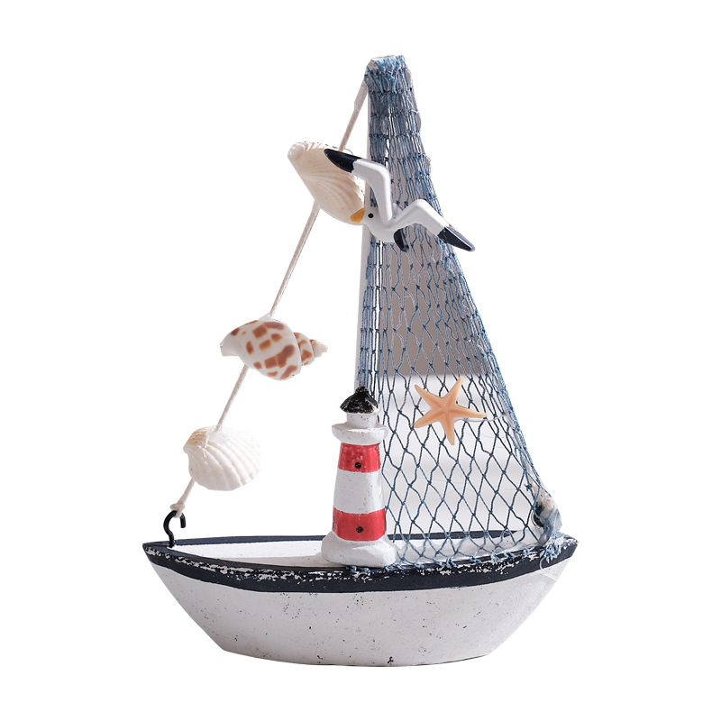 Shell Decoration Smooth Sailing Sailboat Ornaments Mediterranean Wooden Model Graduation Season Set Sail Birthday Gift