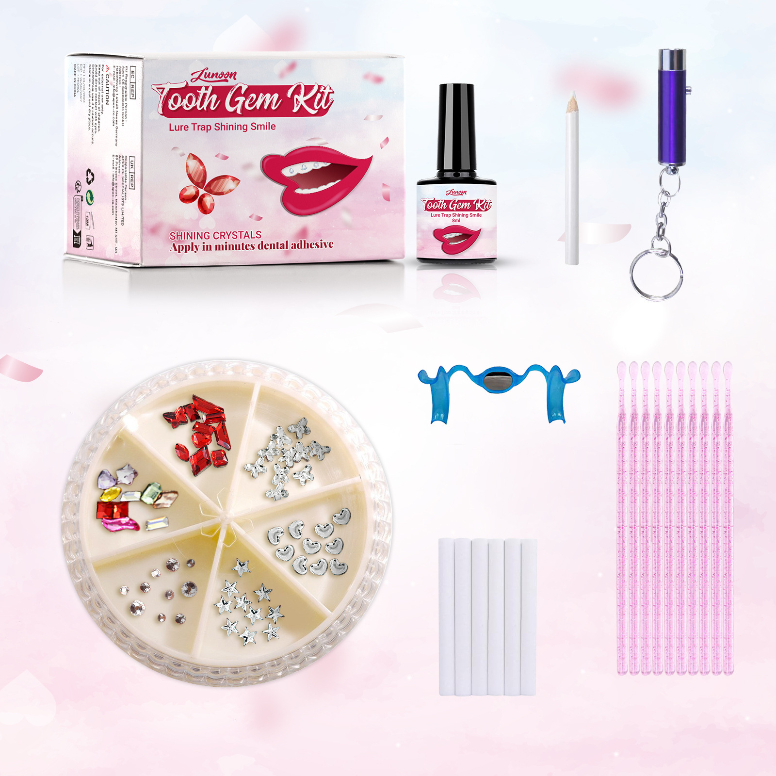 LUNOON Teeth Gem suit Easy to Remove Easy to Install Spice Girl Accessories Teeth Drill Teeth Accessories Shiny Sticks Cross-border Hot Sale