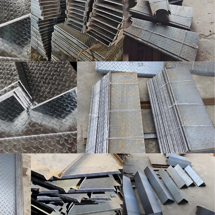 Galvanized Patterned Steel Stair Treads Anti-Slip Patterned Steel L-Shaped U-Shaped Z-Shaped Steel Plate Iron Cover Plate in Stock Processing Direct Delivery