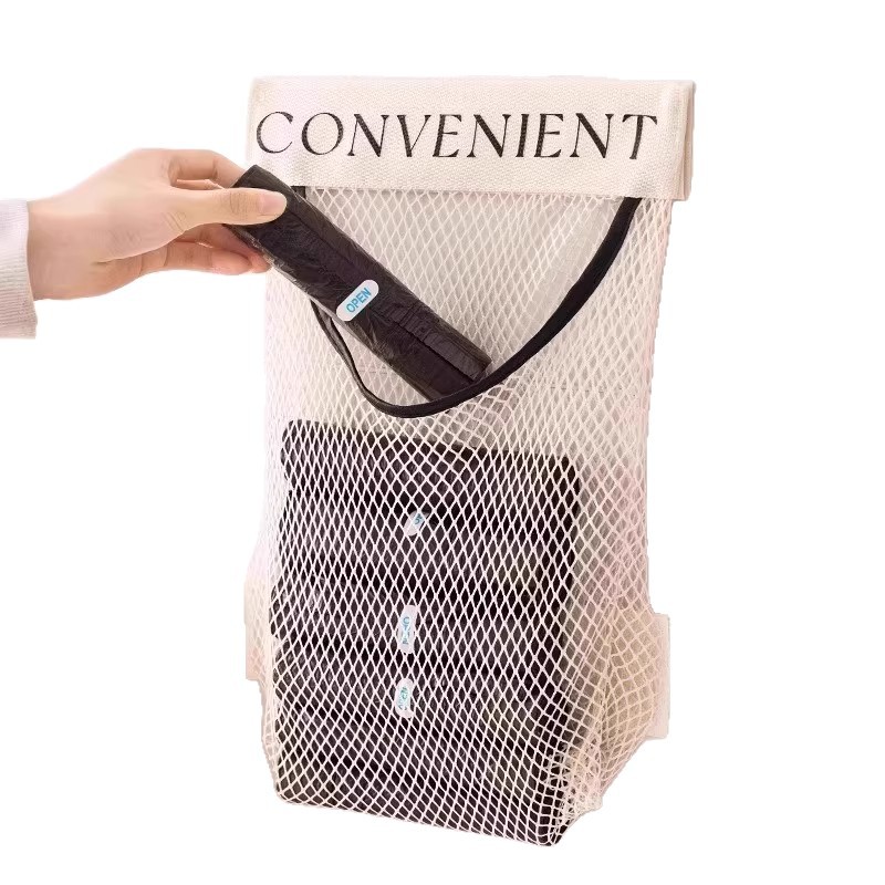 Kitchen Garbage Bag Storage Artifact Wall-Mounted Large-Capacity Storage Bag Plastic Bag Storage Velcro Mesh Bag