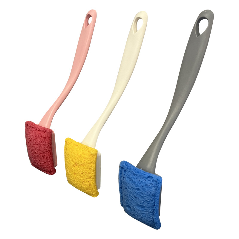 Wood Pulp Cotton Handle Pot Washing Brush, Non-Stick Oil, No Damage to the Pot, Multi-Functional Cleaning Brush, Household Long-Handled Pot Brush