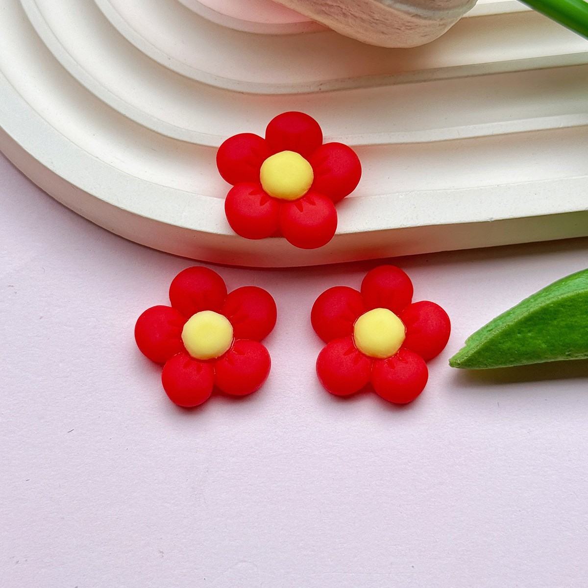 Frosted Five-petal Flower Series Resin DIY Accessories Mobile Phone Case Hole Shoes Patch Hairpin Hair Accessories Material