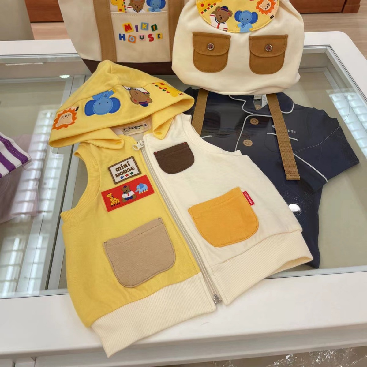 Tm Non-Returnable and Non-Exchangeable 2025 Autumn and Winter Trendy Brand High-End Children's Clothing Miki Color-Blocked Navy Bear Children's Vest
