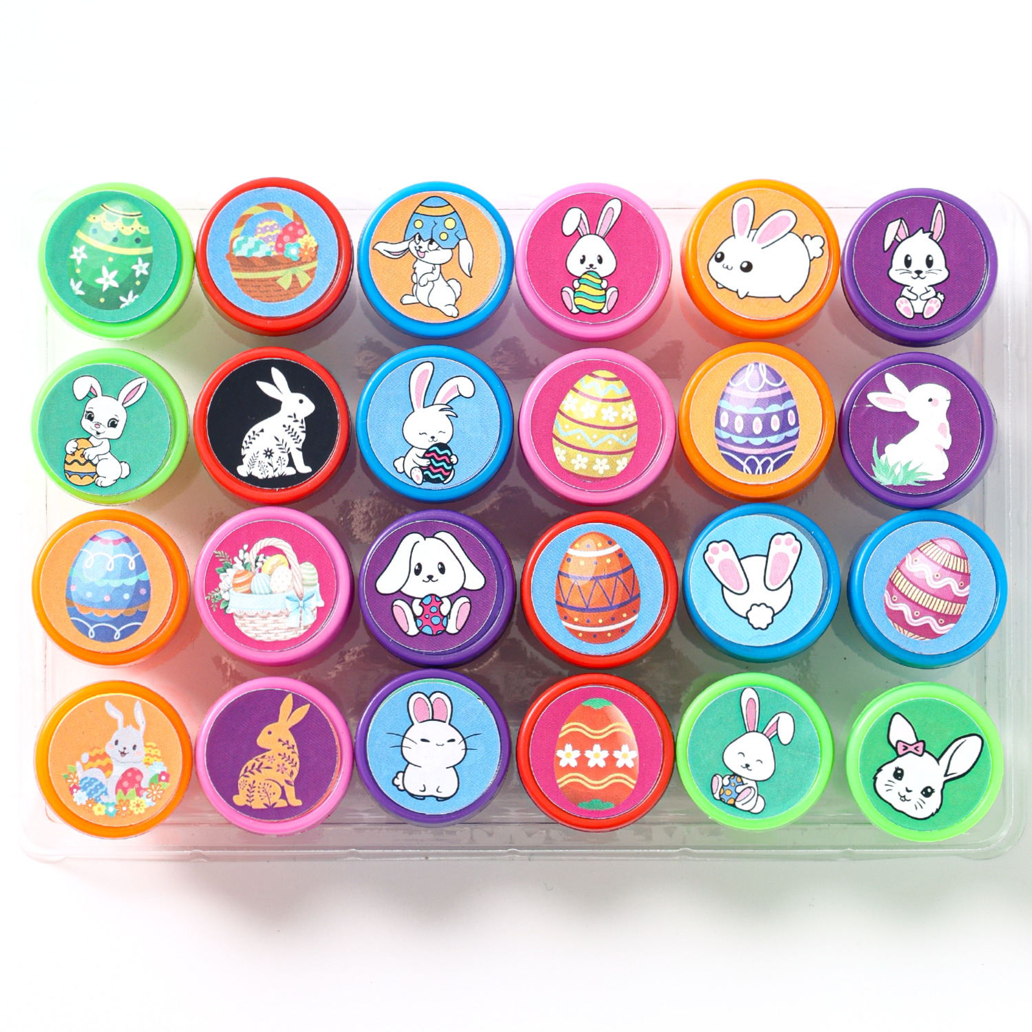 24 детских штампа на Пасху, мультяшные пасхальные штампы, набор подарков для пасхической вечеринки, милые штампы с кроликом