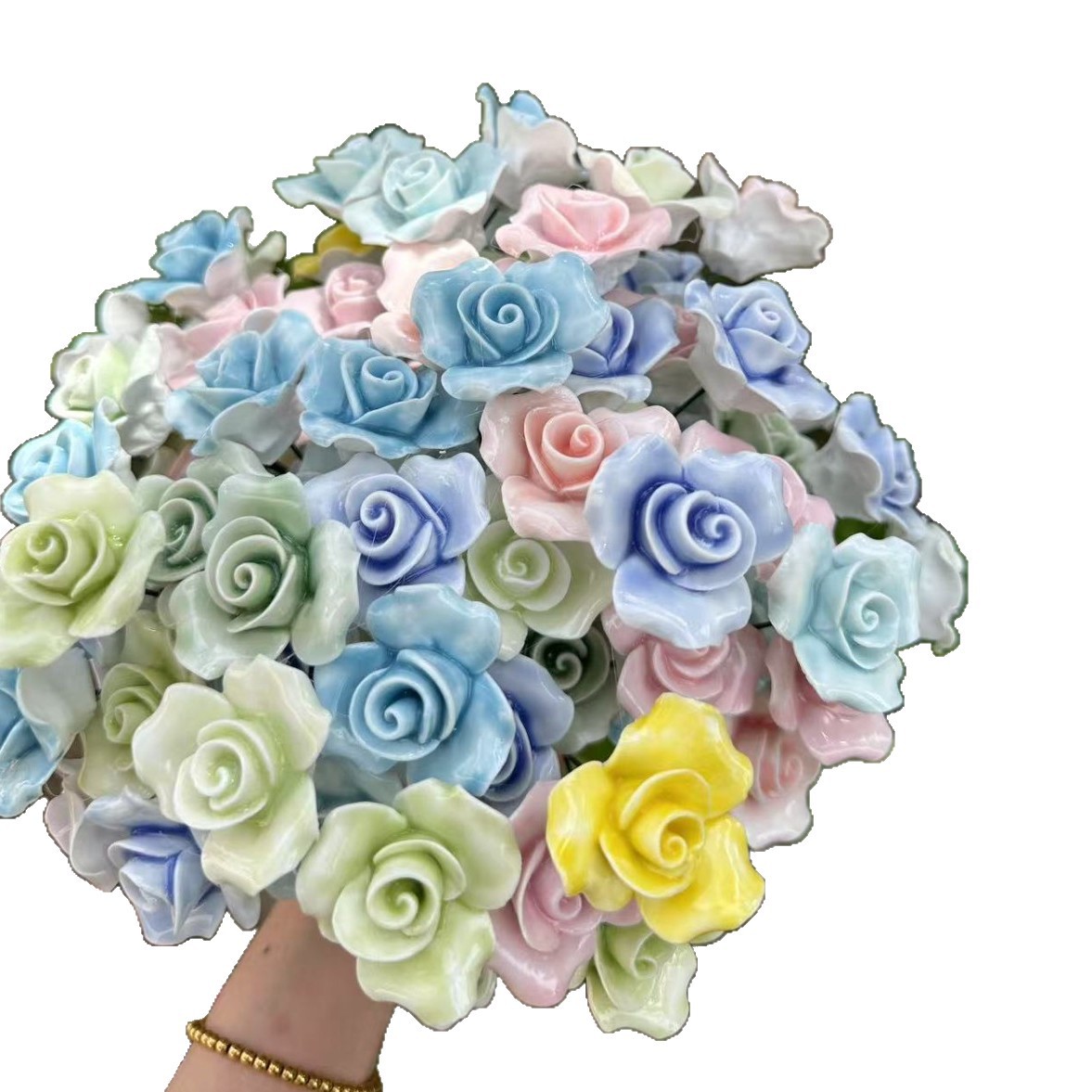 Jingdezhen Ceramic Eternal Flowers, High-Temperature Ceramic Flowers for Street Stalls and Night Markets, Artificial Flowers for Creative Gifts and Cultural and Creative Products