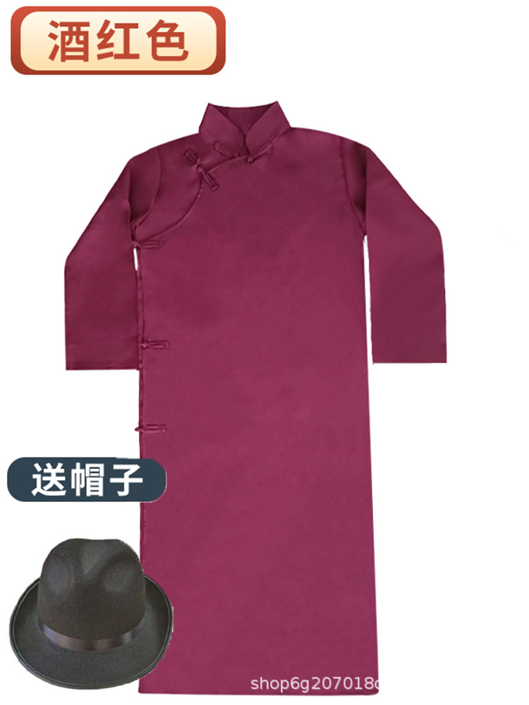 Coarse cotton and linen Republic of China gown men's gown cross talk coat costume drama teacher Li Dazhao big jacket