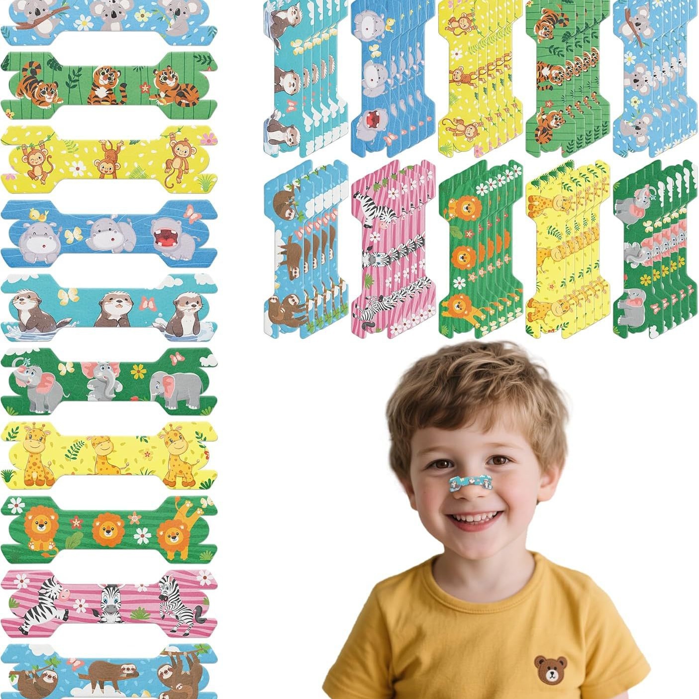 Cross-Border Small Size Kidsren's Cartoon Ventilation Nasal Patch Snoring Cartoon Nasal Strap Kidsren's Sleep Anti-Snoring Nasal Patch