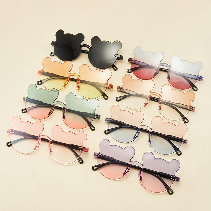 New Bear one-frame glasses children's sunglasses children's sunglasses gradient frameless cartoon children's glasses