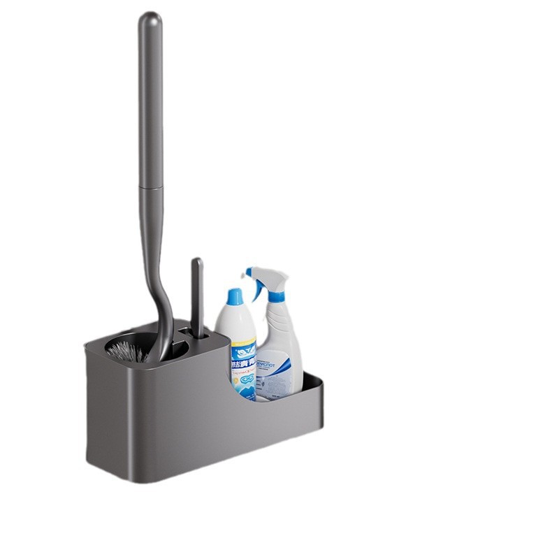 Toilet Brush Household Long Handle Punch-Free Gun Gray Toilet Brush Bathroom Cleaning Set Toilet Artifact