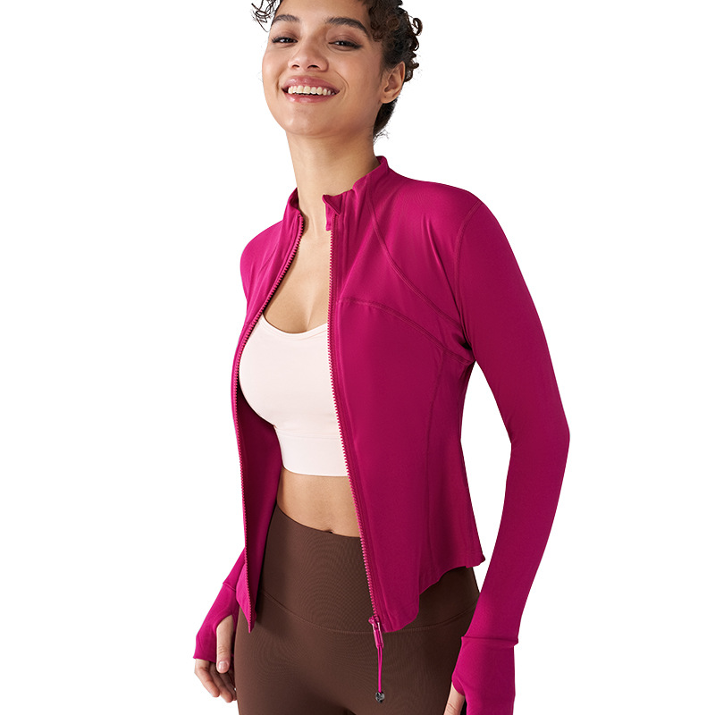 Sports Jacket Women's Autumn and Winter Naked Sense Slim-fit Slimming Zipper Yoga Suit Long-sleeved Outdoor Running Jumping Fitness Top