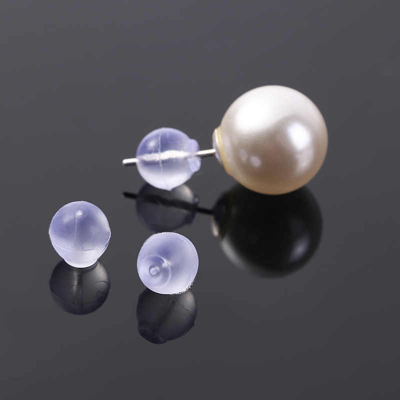 Fashion spherical anti-prick anti-drop ear plug cross-border new silicone earrings anti-drop diy handmade ear accessories