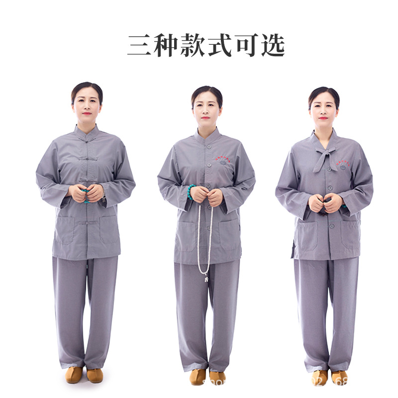Men's and Women's Lay Meditation Robes, Gray Monk-Style Robes with Button Design, Wholesale Direct Sale
