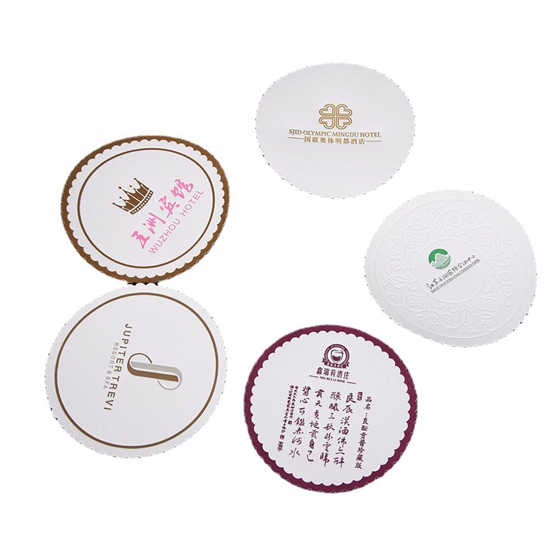 Factory wholesale disposable coasters hotel room paper coasters Bar coffee shop absorbent coasters logo custom