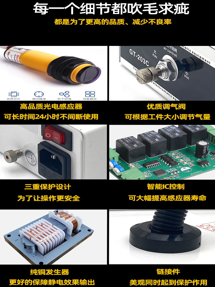 Ion wind snake SL-080BF electrostatic dust removal automatic infrared induction universal air gun snake nozzle