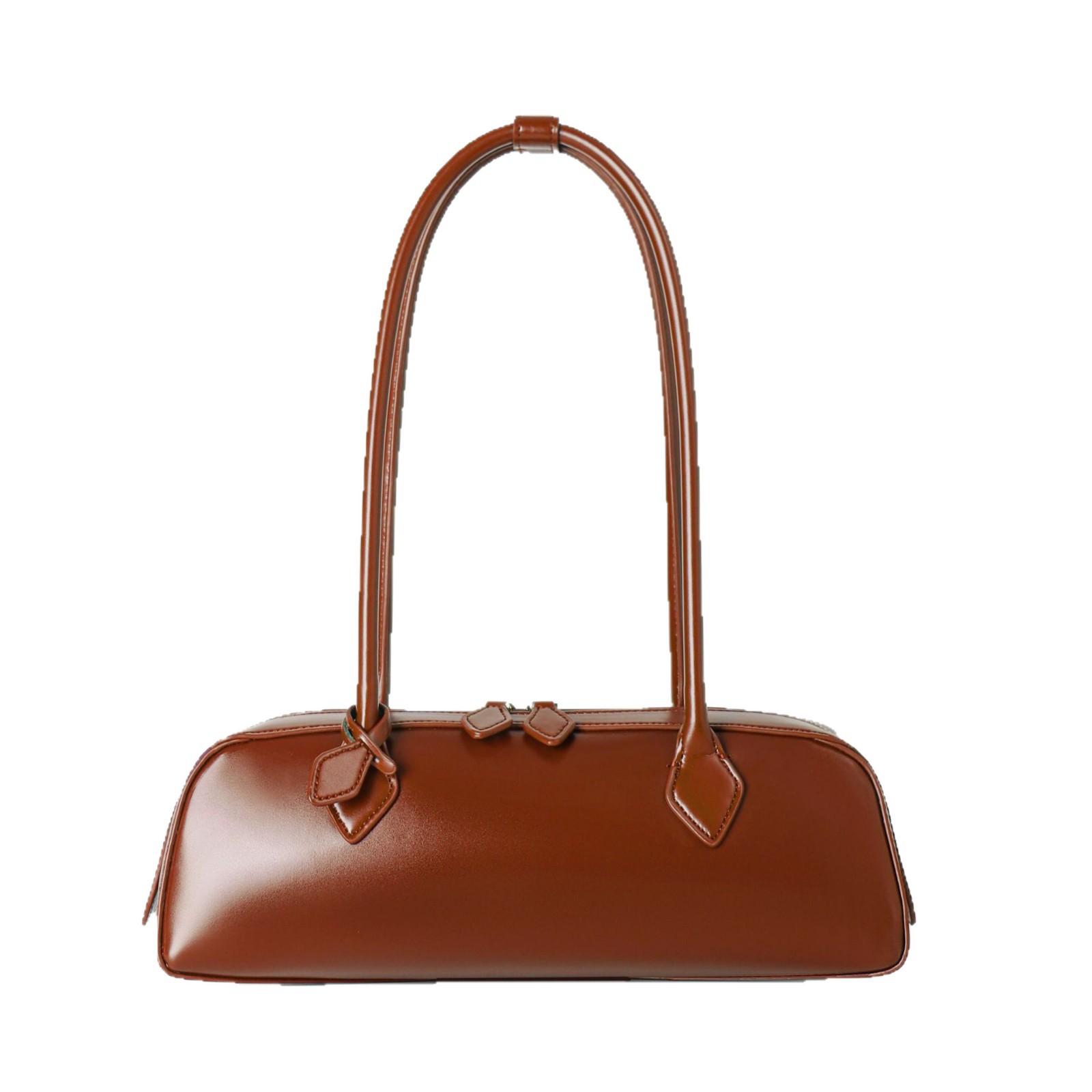 Women's 2025 New Korean Niche Design Single Shoulder Large Capacity Cowhide Underarm Bag Long Red Baguette Bag for Women