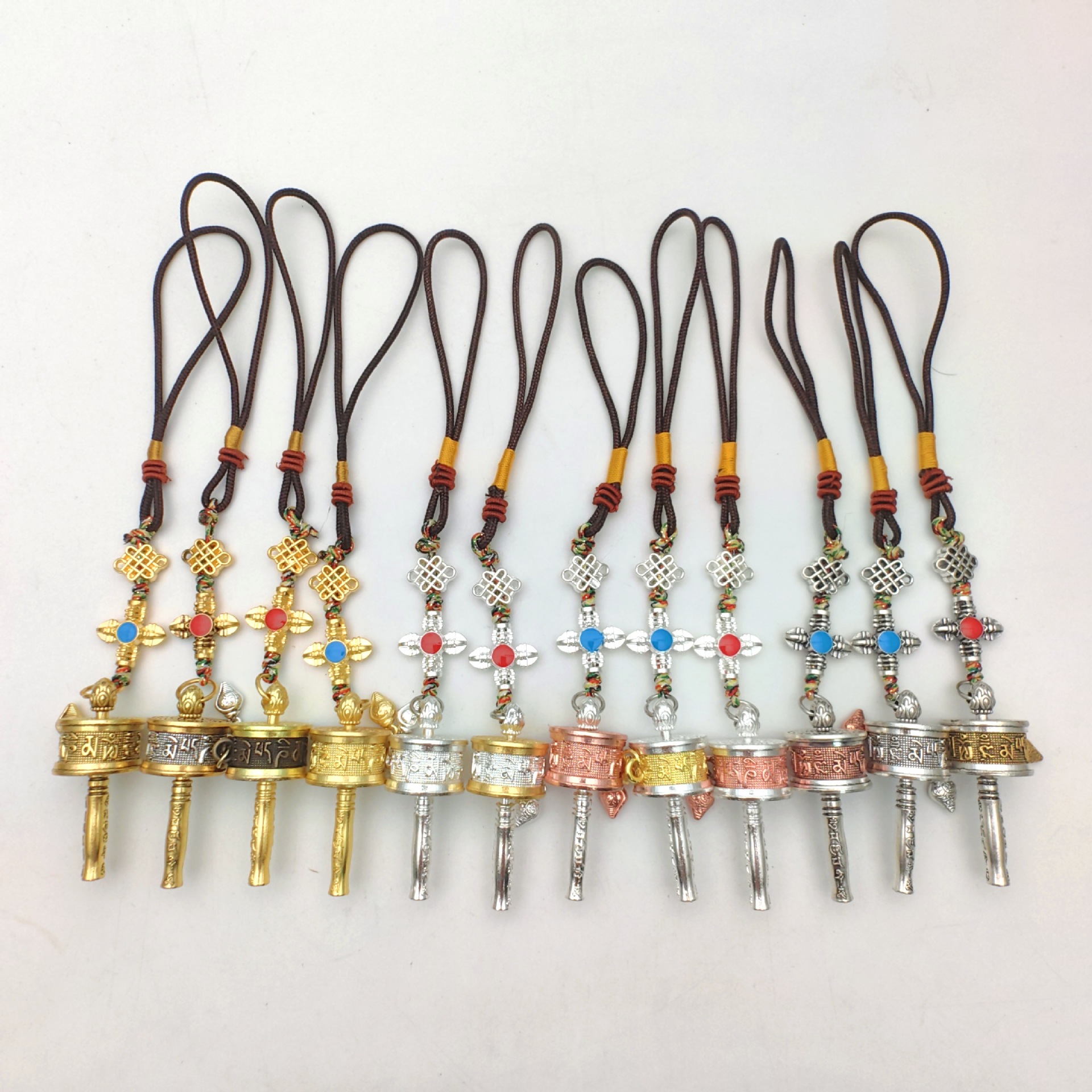 Alloy Prayer Tube Vajra Rope Six-Character Mantra Xizang Jewelry Luggage Car Hanging Keychain Pendant Wholesale