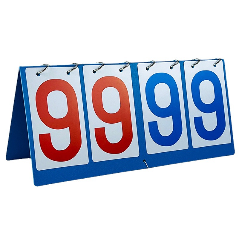 Two-color four-digit plastic scoreboard red and blue two-color table tennis game round card four-digit scoreboard waterproof