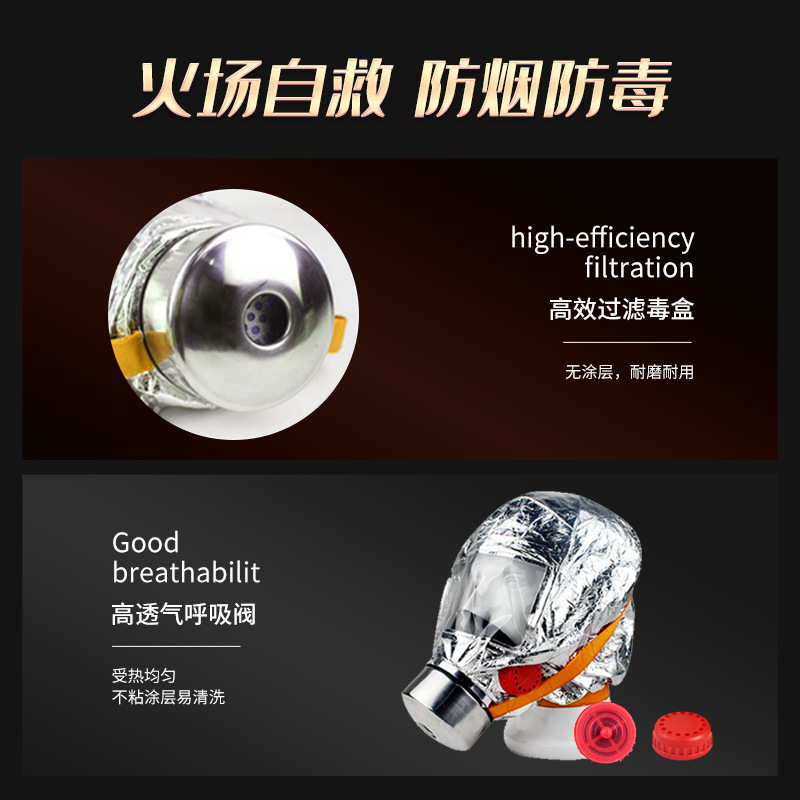 Fire Gas Mask Smoke Mask Hotel Hotel Home Fire Escape Filter Self-Rescue Respirator Mask