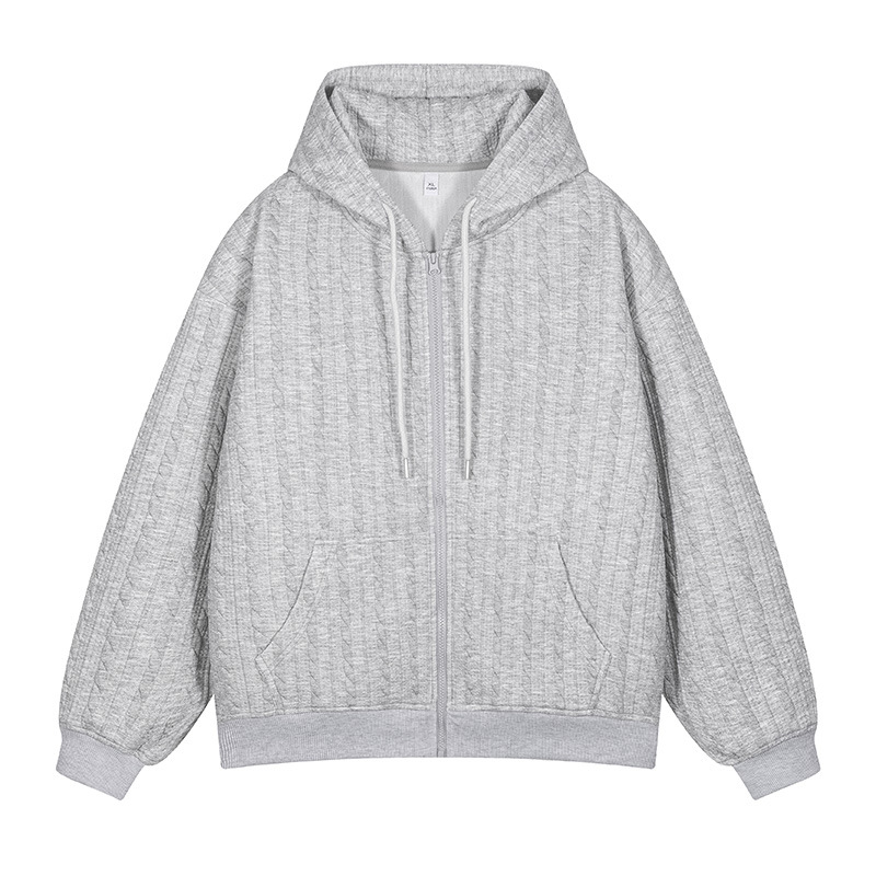 Casual Sweatshirt Cardigan Men's Spring and Autumn Trendy Brand Loose Hooded Simple Jacket Men's Jacquard Autumn Top