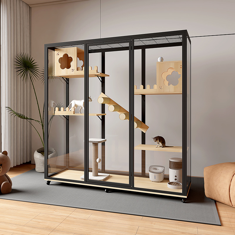 Панорамная кошачья вилла, клетка для кошек, экстра большая свободная комната, большая комната для кошек из массива дерева