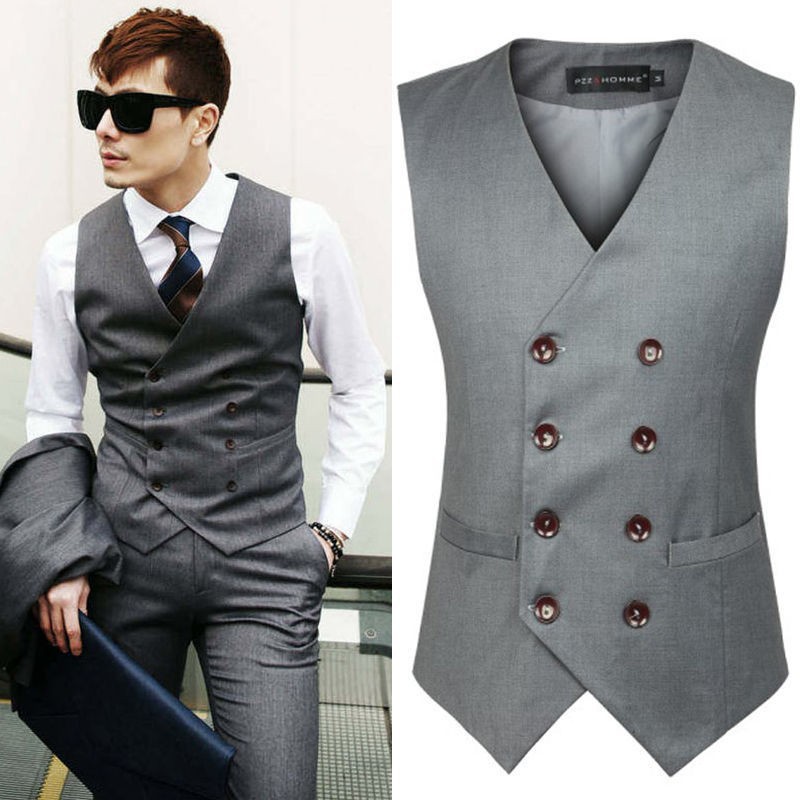 Cross-border e-commerce new autumn casual men's solid color non-iron treatment fashion urban work men's suit vest