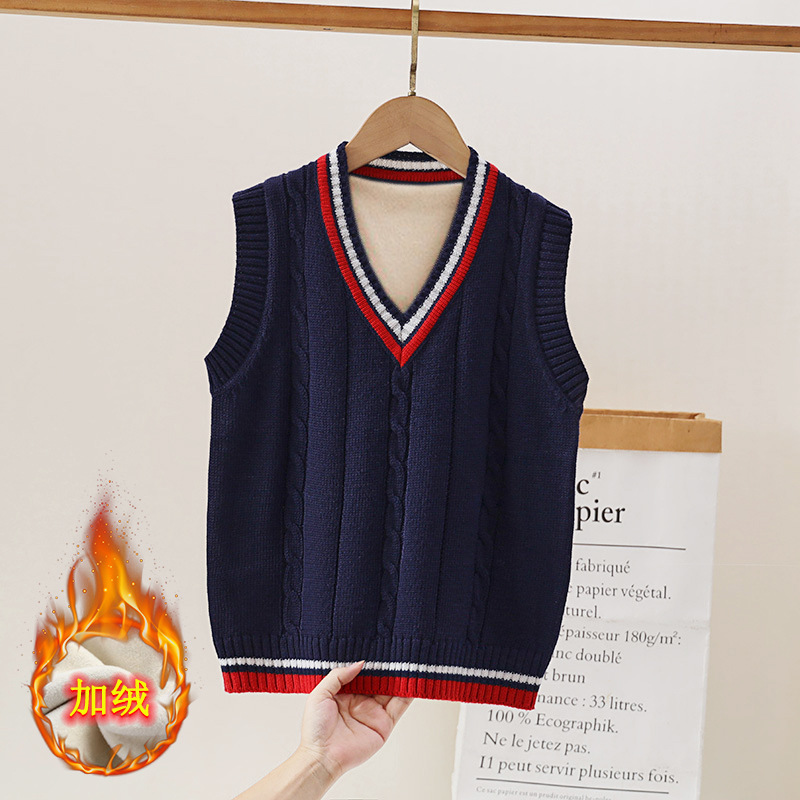Children's Sweater Vest Boys and Girls Knitted Wool Vest Autumn and Winter New Children's Primary School Uniform