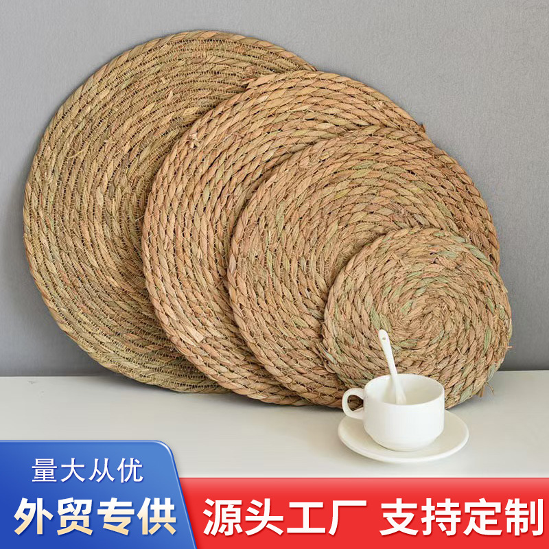 Оптовая продажа, круглые соломенные подставки, ручная работа, пасторальный стиль