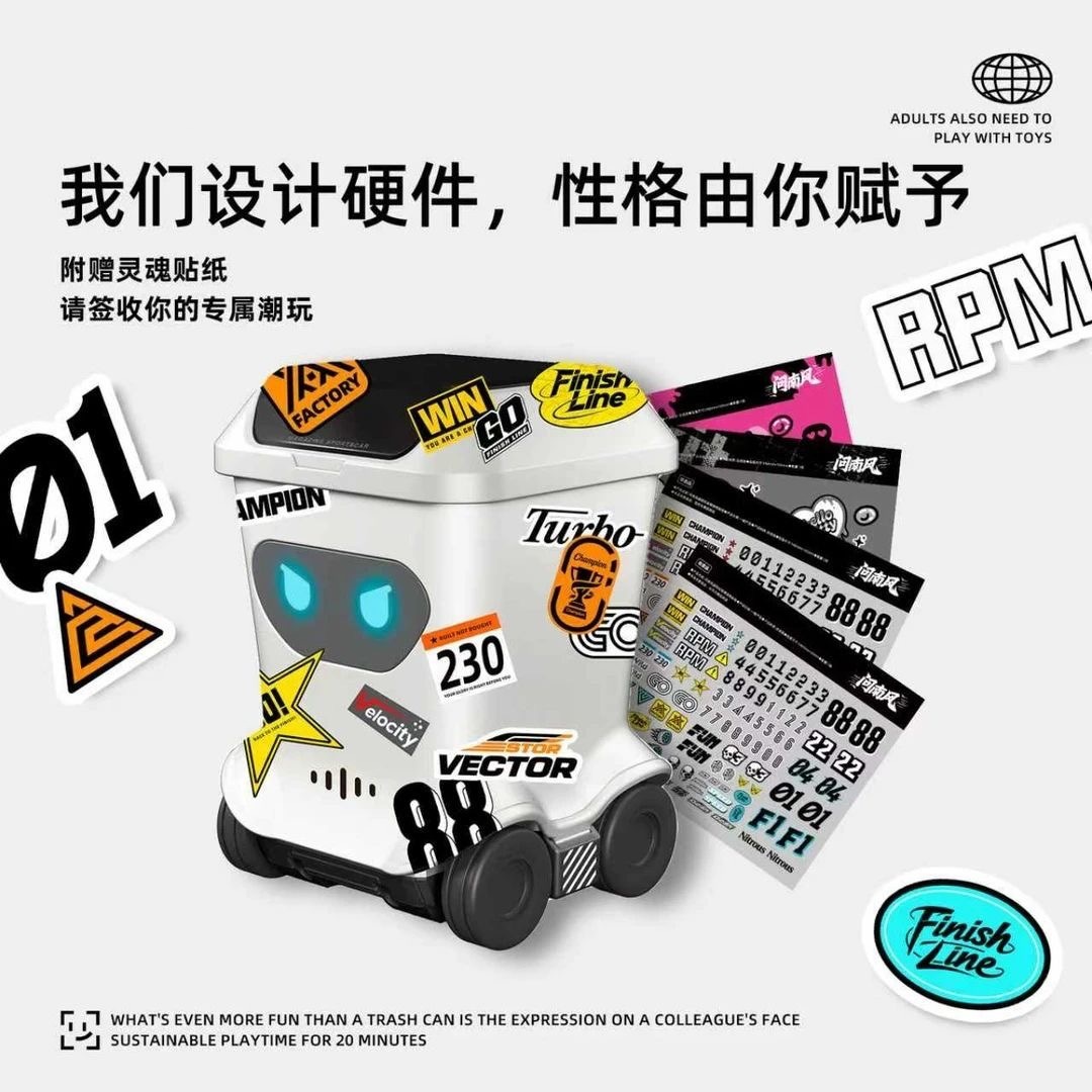 Desktop Series Remote Control Mini Trash Can Four-Wheel Drive Rotating Pocket Smart Robot Boy Toy Tiktok Hot Item