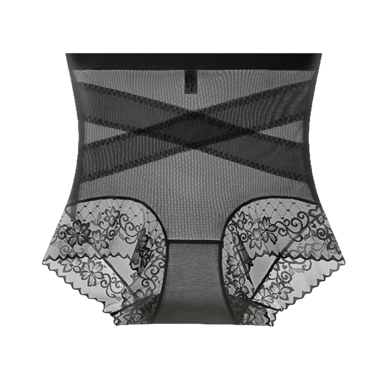 Mesh Cross Silk Breathable High-Waisted Tummy Control Panties for Women, Plus Size Lace Trim Waist-Cinching Hip-Lifting Thin Leggings