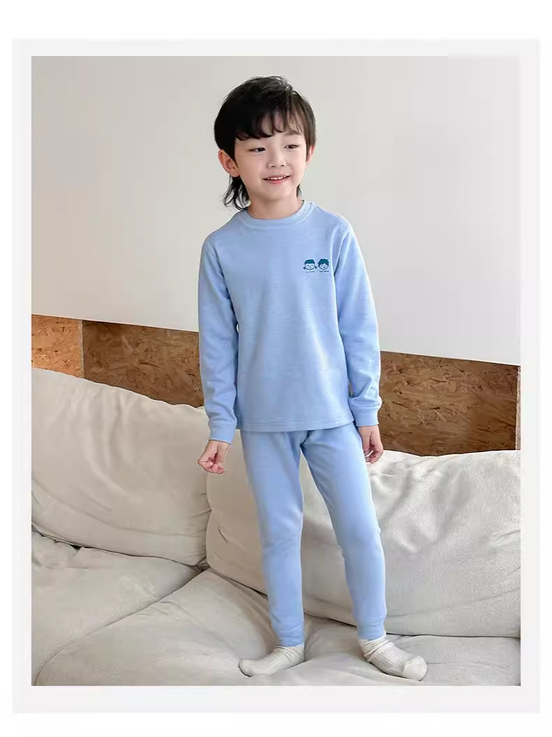 Children's thermal underwear suit thickened autumn and winter wool mulberry silk men's and women's bottoming pajamas fleece-lined autumn clothes autumn pants