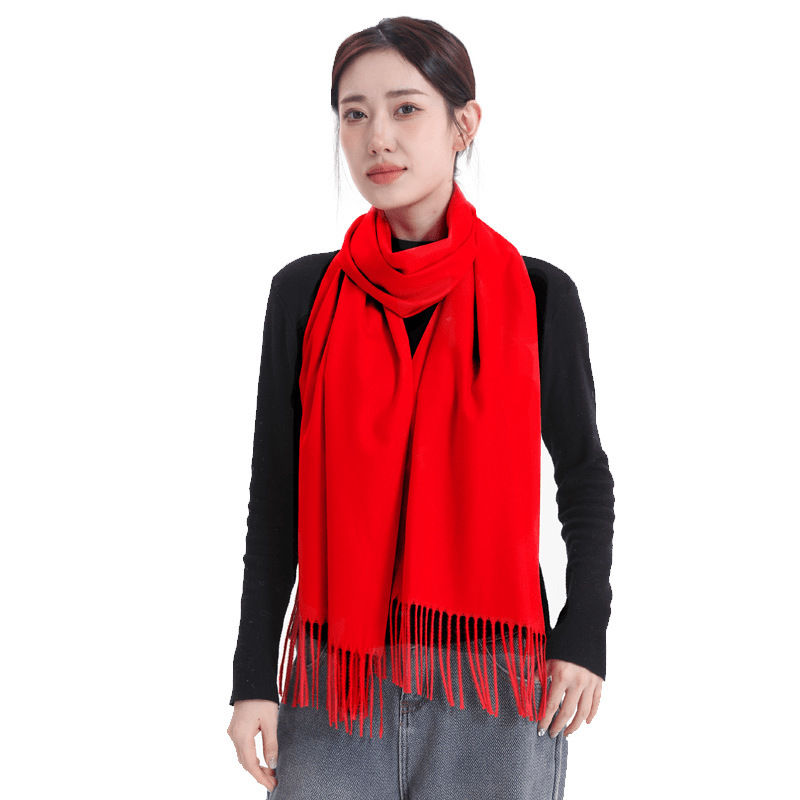 Red Scarf Chinese Red Custom Printed Logo Mulberry Silk Short Beard Scarf Corporate Event Class Reunion Printed Embroider