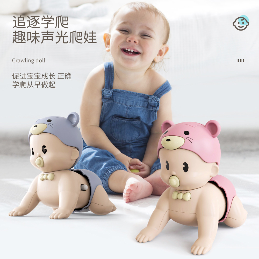 Baby Crawling Doll Toy Can Sing, Walk and Twist Buttocks, Electric Crawling Baby Educational Learning to Crawl Toy