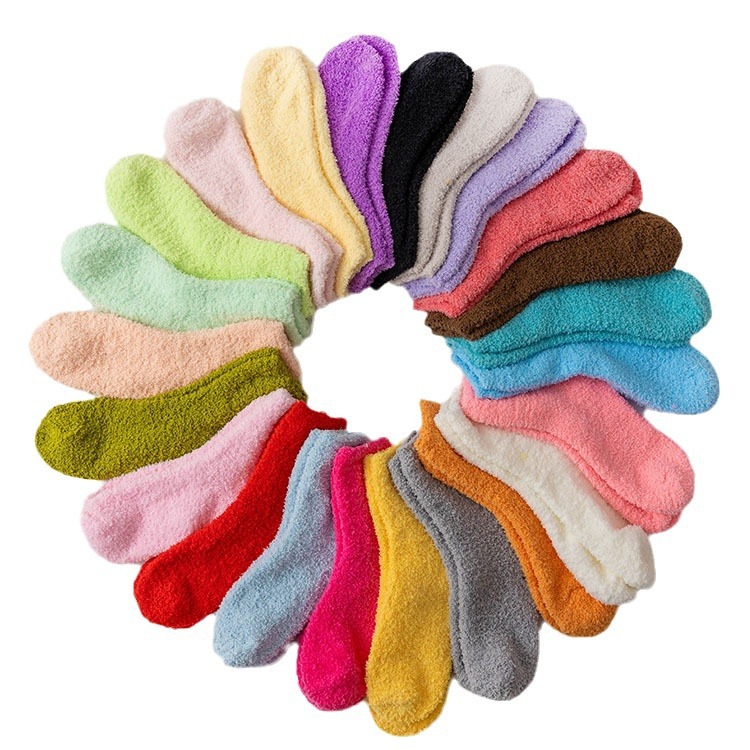 Однотонные носки из кораллового флиса для мужчин и женщин осенние и зимние